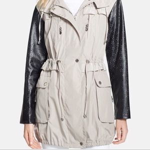 Betsey Johnson hooded anorak faux leather jacket